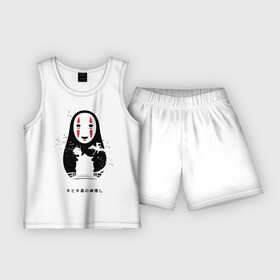 Детская пижама с шортами хлопок с принтом Купальни Абурая в Тюмени,  |  | Тематика изображения на принте: chihiro | haku | kaonashi | no face | sen | spirited away | безликий | каонаси | тихиро | унесенные призраками | хаку