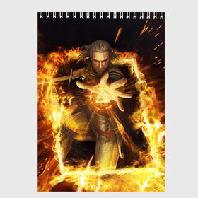 Скетчбук с принтом Witcher Card Game - Geralt в Тюмени, 100% бумага
 | 48 листов, плотность листов — 100 г/м2, плотность картонной обложки — 250 г/м2. Листы скреплены сверху удобной пружинной спиралью | geralt | the witcher | witcher | ведьмак