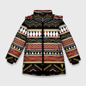 Зимняя куртка для девочек 3D с принтом Этническая африка в Тюмени, ткань верха — 100% полиэстер; подклад — 100% полиэстер, утеплитель — 100% полиэстер. | длина ниже бедра, удлиненная спинка, воротник стойка и отстегивающийся капюшон. Есть боковые карманы с листочкой на кнопках, утяжки по низу изделия и внутренний карман на молнии. 

Предусмотрены светоотражающий принт на спинке, радужный светоотражающий элемент на пуллере молнии и на резинке для утяжки. | африка | африканские | народ | народные | текстуры | узор | этника | этнические | яркие узоры