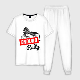 Мужская пижама хлопок с принтом Enduro Rally в Тюмени, 100% хлопок | брюки и футболка прямого кроя, без карманов, на брюках мягкая резинка на поясе и по низу штанин
 | 