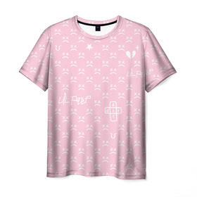 Мужская футболка 3D с принтом Lil Peep pink pattern в Тюмени, 100% полиэфир | прямой крой, круглый вырез горловины, длина до линии бедер | benz truck | girls | gustav ahr | heart | hip hop | lil | lil peep | look at the sky tonight | love | peep | rap | rose | лил | лилпип | паттерн | пип | рэп | хип хоп | эмо | эмо реп