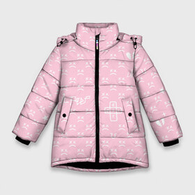 Зимняя куртка для девочек 3D с принтом Lil Peep pink pattern в Тюмени, ткань верха — 100% полиэстер; подклад — 100% полиэстер, утеплитель — 100% полиэстер. | длина ниже бедра, удлиненная спинка, воротник стойка и отстегивающийся капюшон. Есть боковые карманы с листочкой на кнопках, утяжки по низу изделия и внутренний карман на молнии. 

Предусмотрены светоотражающий принт на спинке, радужный светоотражающий элемент на пуллере молнии и на резинке для утяжки. | Тематика изображения на принте: benz truck | girls | gustav ahr | heart | hip hop | lil | lil peep | look at the sky tonight | love | peep | rap | rose | лил | лилпип | паттерн | пип | рэп | хип хоп | эмо | эмо реп