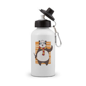 Бутылка спортивная с принтом Панда Поттер в Тюмени, металл | емкость — 500 мл, в комплекте две пластиковые крышки и карабин для крепления | волшебник | панда | панды | поттер