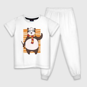 Детская пижама хлопок с принтом Панда Поттер в Тюмени, 100% хлопок |  брюки и футболка прямого кроя, без карманов, на брюках мягкая резинка на поясе и по низу штанин
 | волшебник | панда | панды | поттер