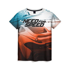 Женская футболка 3D с принтом Need for Speed в Тюмени, 100% полиэфир ( синтетическое хлопкоподобное полотно) | прямой крой, круглый вырез горловины, длина до линии бедер | need for speed | nfs | авто | вип | гонки | жажда скорости | класс | машины | симулятор | чемпион