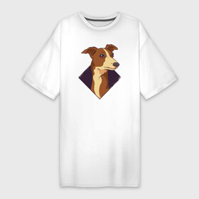 Платье-футболка хлопок с принтом Уиппет в Тюмени,  |  | whippet | собака | собаки | уиппет