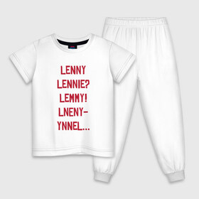 Детская пижама хлопок с принтом Lenny в Тюмени, 100% хлопок |  брюки и футболка прямого кроя, без карманов, на брюках мягкая резинка на поясе и по низу штанин
 | Тематика изображения на принте: red dead redemption 2 | в баре | ленни | миссия | напились | прикол | рдр | рдр2 | шутка