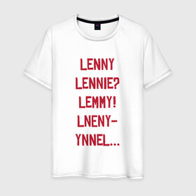 Мужская футболка хлопок с принтом Lenny в Тюмени, 100% хлопок | прямой крой, круглый вырез горловины, длина до линии бедер, слегка спущенное плечо. | Тематика изображения на принте: red dead redemption 2 | в баре | ленни | миссия | напились | прикол | рдр | рдр2 | шутка