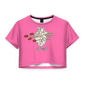 Женская футболка Cropp-top с принтом Lil Peep heart в Тюмени, 100% полиэстер | круглая горловина, длина футболки до линии талии, рукава с отворотами | 