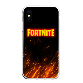 Чехол для iPhone XS Max матовый с принтом FORTNITE FIRE в Тюмени, Силикон | Область печати: задняя сторона чехла, без боковых панелей | 2019 | armor | armour | cybersport | esport | fire | fortnite | game | llama | logo | броня | игра | киберспорт | лама | симулятор строительства | строительство | фиолетовый | фирменные цвета | фортнайт