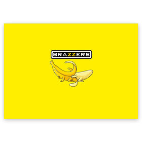 Поздравительная открытка с принтом Brazzers в Тюмени, 100% бумага | плотность бумаги 280 г/м2, матовая, на обратной стороне линовка и место для марки
 | Тематика изображения на принте: brazzers | банан | бразерс | логотип | надпись | прикол | юмор