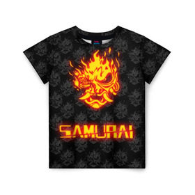 Детская футболка 3D с принтом РЮКЗАК CYBERPUNK 2077 SAMURAI в Тюмени, 100% гипоаллергенный полиэфир | прямой крой, круглый вырез горловины, длина до линии бедер, чуть спущенное плечо, ткань немного тянется | Тематика изображения на принте: 2019 | cd project red | cyberpunk 2077 | future | hack | night city | samurai | sci fi | андроиды | безумие | будущее | киберпанк 2077 | логотип | роботы | самураи | цифры
