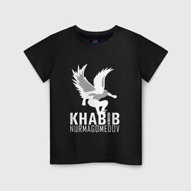 Детская футболка хлопок с принтом Хабиб (Air) в Тюмени, 100% хлопок | круглый вырез горловины, полуприлегающий силуэт, длина до линии бедер | air | eagle | khabib | nurmagomedov | ssru | нурмагомедов | орел | хабиб
