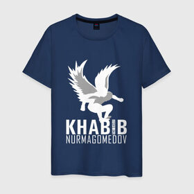 Мужская футболка хлопок с принтом Хабиб (Air) в Тюмени, 100% хлопок | прямой крой, круглый вырез горловины, длина до линии бедер, слегка спущенное плечо. | air | eagle | khabib | nurmagomedov | ssru | нурмагомедов | орел | хабиб