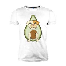 Мужская футболка премиум с принтом Питбуль Авокадо в Тюмени, 92% хлопок, 8% лайкра | приталенный силуэт, круглый вырез ворота, длина до линии бедра, короткий рукав | dog | pitbull | авокадо | питбуль | собака | собаки