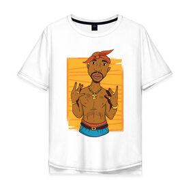 Мужская футболка хлопок Oversize с принтом 2pac в Тюмени, 100% хлопок | свободный крой, круглый ворот, “спинка” длиннее передней части | 2pac | 2пак | tupac | тупак