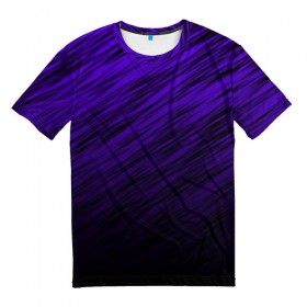 Мужская футболка 3D с принтом ШТРИХИ в Тюмени, 100% полиэфир | прямой крой, круглый вырез горловины, длина до линии бедер | abstraction | color | line | stripes | texture | абстракция | линии | полосы | текстура | фиолетовый | штрихи