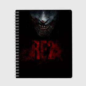 Тетрадь с принтом Resident Evil 2 в Тюмени, 100% бумага | 48 листов, плотность листов — 60 г/м2, плотность картонной обложки — 250 г/м2. Листы скреплены сбоку удобной пружинной спиралью. Уголки страниц и обложки скругленные. Цвет линий — светло-серый
 | 2 | 2019 | dark | evil | game | horror | resident | zombie | зомби | зубы | игра | кровь | лого | обитель зла | ужас