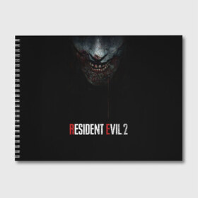 Альбом для рисования с принтом Resident Evil 2 в Тюмени, 100% бумага
 | матовая бумага, плотность 200 мг. | 2 | 2019 | dark | evil | game | horror | resident | zombie | зомби | зубы | игра | кровь | лого | обитель зла | ужас