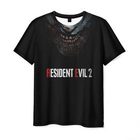 Мужская футболка 3D с принтом Resident Evil 2 в Тюмени, 100% полиэфир | прямой крой, круглый вырез горловины, длина до линии бедер | Тематика изображения на принте: 2 | 2019 | dark | evil | game | horror | resident | zombie | зомби | зубы | игра | кровь | лого | обитель зла | ужас