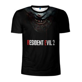Мужская футболка 3D спортивная с принтом Resident Evil 2 в Тюмени, 100% полиэстер с улучшенными характеристиками | приталенный силуэт, круглая горловина, широкие плечи, сужается к линии бедра | Тематика изображения на принте: 2 | 2019 | dark | evil | game | horror | resident | zombie | зомби | зубы | игра | кровь | лого | обитель зла | ужас