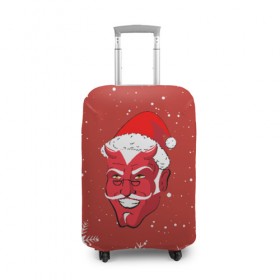 Чехол для чемодана 3D с принтом Сатана Санта в Тюмени, 86% полиэфир, 14% спандекс | двустороннее нанесение принта, прорези для ручек и колес | 2019 |  снег | агрессивный санта | дед мороз | демон | дьявол | злой санта | злость | новогодний | новый год | новый год 2019 | опасность | санта | сантасатана | сатана | снежинки