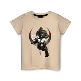 Детская футболка хлопок с принтом Quake Champions (Doom Slayer) в Тюмени, 100% хлопок | круглый вырез горловины, полуприлегающий силуэт, длина до линии бедер | 0x000000123 | doom | qc | quake champions | slayer | дум | квейк чемпионс