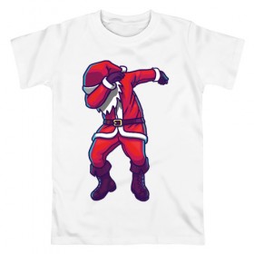 Мужская футболка хлопок с принтом Dab Santa в Тюмени, 100% хлопок | прямой крой, круглый вырез горловины, длина до линии бедер, слегка спущенное плечо. | Тематика изображения на принте: 