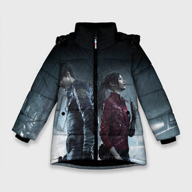 Зимняя куртка для девочек 3D с принтом Resident Evil 2 в Тюмени, ткань верха — 100% полиэстер; подклад — 100% полиэстер, утеплитель — 100% полиэстер. | длина ниже бедра, удлиненная спинка, воротник стойка и отстегивающийся капюшон. Есть боковые карманы с листочкой на кнопках, утяжки по низу изделия и внутренний карман на молнии. 

Предусмотрены светоотражающий принт на спинке, радужный светоотражающий элемент на пуллере молнии и на резинке для утяжки. | 2 | biohazard | claire | evil | horror | raccoon | resident | survival | t virus | t вирус | выживание | зла | кеннеди | клэр | леон | обитель | раккун | редфилд | скотт | ужас