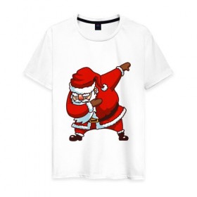 Мужская футболка хлопок с принтом Dabbing Santa в Тюмени, 100% хлопок | прямой крой, круглый вырез горловины, длина до линии бедер, слегка спущенное плечо. | Тематика изображения на принте: 