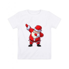 Детская футболка хлопок с принтом Dabbing Santa в Тюмени, 100% хлопок | круглый вырез горловины, полуприлегающий силуэт, длина до линии бедер | 