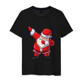 Мужская футболка хлопок с принтом Dabbing Santa в Тюмени, 100% хлопок | прямой крой, круглый вырез горловины, длина до линии бедер, слегка спущенное плечо. | Тематика изображения на принте: 