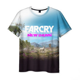 Мужская футболка 3D с принтом FAR CRY NEW DAWN в Тюмени, 100% полиэфир | прямой крой, круглый вырез горловины, длина до линии бедер | action | far cry | far cry new dawn | game | gamer | montana | player | shooter | usa | врата эдема | знак | игра | культ | секта | символ | символика | шутер | эдем