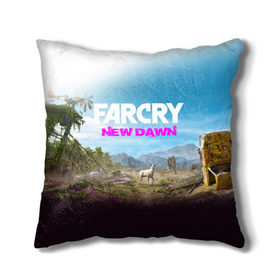 Подушка 3D с принтом FAR CRY NEW DAWN в Тюмени, наволочка – 100% полиэстер, наполнитель – холлофайбер (легкий наполнитель, не вызывает аллергию). | состоит из подушки и наволочки. Наволочка на молнии, легко снимается для стирки | action | far cry | far cry new dawn | game | gamer | montana | player | shooter | usa | врата эдема | знак | игра | культ | секта | символ | символика | шутер | эдем