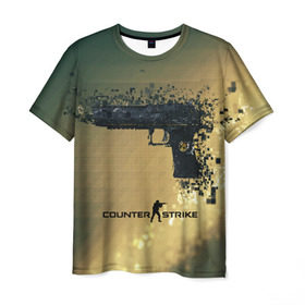 Мужская футболка 3D с принтом Counter Strike Glock в Тюмени, 100% полиэфир | прямой крой, круглый вырез горловины, длина до линии бедер | awp | counter strike | cyber sport | game | howl | skin | sport | авп | вой | игры | скин