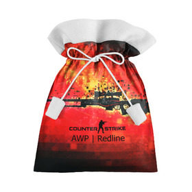 Подарочный 3D мешок с принтом cs go:AWP:Red Line в Тюмени, 100% полиэстер | Размер: 29*39 см | awp | counter strike | cyber sport | game | howl | skin | sport | авп | вой | игры | скин