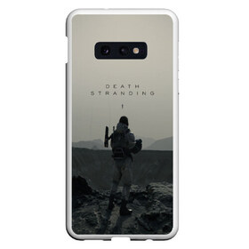 Чехол для Samsung S10E с принтом Death Stranding в Тюмени, Силикон | Область печати: задняя сторона чехла, без боковых панелей | bridges | death stranding | game | hideo kojima | kojima productions | man | norman reedus | scar | sony interactive entertainment | suit | tie | игры | кодзима