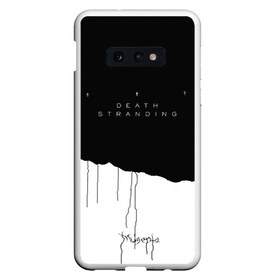 Чехол для Samsung S10E с принтом Death Stranding в Тюмени, Силикон | Область печати: задняя сторона чехла, без боковых панелей | bridges | death stranding | game | hideo kojima | kojima productions | man | norman reedus | scar | sony interactive entertainment | suit | tie | игры | кодзима