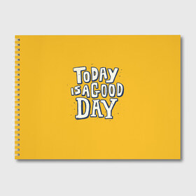 Альбом для рисования с принтом Good Day в Тюмени, 100% бумага
 | матовая бумага, плотность 200 мг. | Тематика изображения на принте: день | краска | мода | прикол | пятна | синий | тренд | улыбка | яркие