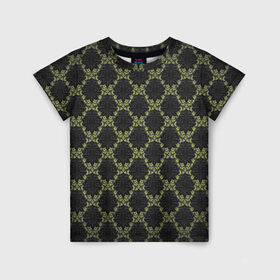 Детская футболка 3D с принтом Victorian - 36577512ik в Тюмени, 100% гипоаллергенный полиэфир | прямой крой, круглый вырез горловины, длина до линии бедер, чуть спущенное плечо, ткань немного тянется | Тематика изображения на принте: 36577512ik | black | gothic | gray | green | lace | pattern | style | texture | victorian | wallpaper | викторианский | готика | зеленый | кружево | обои | серый | стиль | текстура | черный