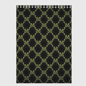 Скетчбук с принтом Victorian - 36577512ik в Тюмени, 100% бумага
 | 48 листов, плотность листов — 100 г/м2, плотность картонной обложки — 250 г/м2. Листы скреплены сверху удобной пружинной спиралью | 36577512ik | black | gothic | gray | green | lace | pattern | style | texture | victorian | wallpaper | викторианский | готика | зеленый | кружево | обои | серый | стиль | текстура | черный
