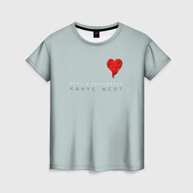 Женская футболка 3D с принтом Kanye West, 808s & Heartbreak в Тюмени, 100% полиэфир ( синтетическое хлопкоподобное полотно) | прямой крой, круглый вырез горловины, длина до линии бедер | 