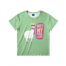 Детская футболка 3D с принтом Лама в Тюмени, 100% гипоаллергенный полиэфир | прямой крой, круглый вырез горловины, длина до линии бедер, чуть спущенное плечо, ткань немного тянется | glama | lama | анд | горы | дикое | домашнее | животное | индейци | лама | мех | шерсть