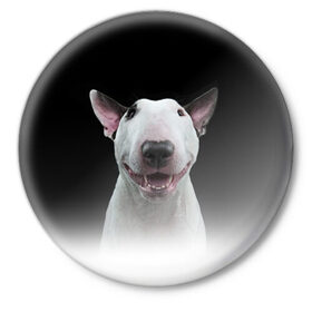 Значок с принтом Oh snap! в Тюмени,  металл | круглая форма, металлическая застежка в виде булавки | bull terrier | dog |   | бультерьер | собака