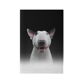 Обложка для паспорта матовая кожа с принтом Oh snap! в Тюмени, натуральная матовая кожа | размер 19,3 х 13,7 см; прозрачные пластиковые крепления | bull terrier | dog |   | бультерьер | собака