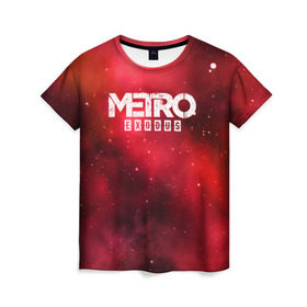Женская футболка 3D с принтом Metro Exodus в Тюмени, 100% полиэфир ( синтетическое хлопкоподобное полотно) | прямой крой, круглый вырез горловины, длина до линии бедер | 2019 | 2033 | exodus | game | logo | metro | red | апокалипсис | игра | исход | красный | лого | метро | сталкер