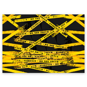 Поздравительная открытка с принтом Улика - не трогать в Тюмени, 100% бумага | плотность бумаги 280 г/м2, матовая, на обратной стороне линовка и место для марки
 | Тематика изображения на принте: art | black | dark | evidence | fashion | graffiti | paint | stripes | texture | underground | yellow | желтый | краска | лента | опечатано | преступление | улика | черный