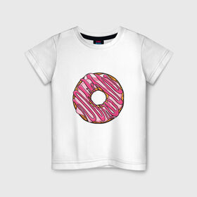 Детская футболка хлопок с принтом Пончик в Тюмени, 100% хлопок | круглый вырез горловины, полуприлегающий силуэт, длина до линии бедер | donut | simpsons | барт | вкус | гомер | еда | кафе | кок | кухня | пища | повар | пончик | ресторан | симпсоны | сладкий