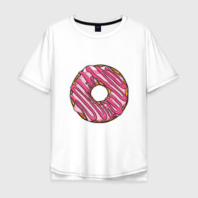 Мужская футболка хлопок Oversize с принтом Пончик в Тюмени, 100% хлопок | свободный крой, круглый ворот, “спинка” длиннее передней части | donut | simpsons | барт | вкус | гомер | еда | кафе | кок | кухня | пища | повар | пончик | ресторан | симпсоны | сладкий