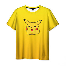 Мужская футболка 3D с принтом Покемоны. Удивленный Пикачу в Тюмени, 100% полиэфир | прямой крой, круглый вырез горловины, длина до линии бедер | meme | pika pika | pikachu | мем | открытый рот | пика пика | пикачу | покемон | поражен | удивление | шок
